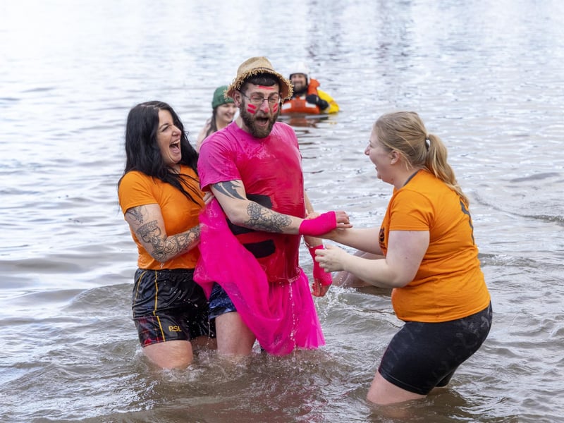 One participant looked shocked by the cold waters