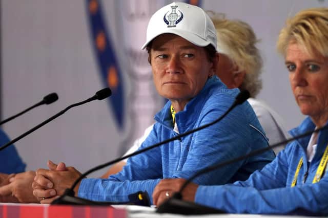 Team Europe captain Catriona Matthew during a press conference ahead of the start of the Solheim Cup at Inverness Golf Club in Toledo, Ohio. Picture: Gregory Shamus/Getty Images.