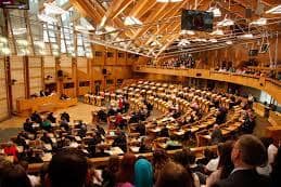 The debating chamber of the Scottish Parliament at Holyrood
