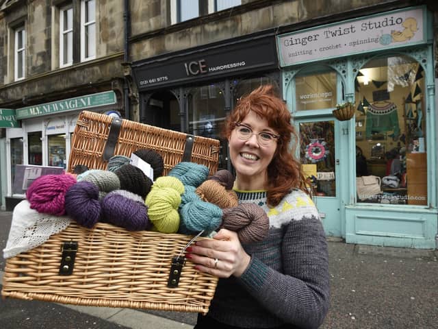 Jessica James-Thomson outside her Ginger Twist shop in the Abbeyhill area of Edinburgh. Picture: Greg Macvean.