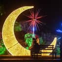 Women pose for a picture at Central Park (Hulhumalé) illuminated with decorations ahead of Eid al-Fitr festival, which marks the end of the holy fasting month of Ramadan, in Male in the Maldives on Monday. (Photo by Mohamed Afrah/Getty Images)