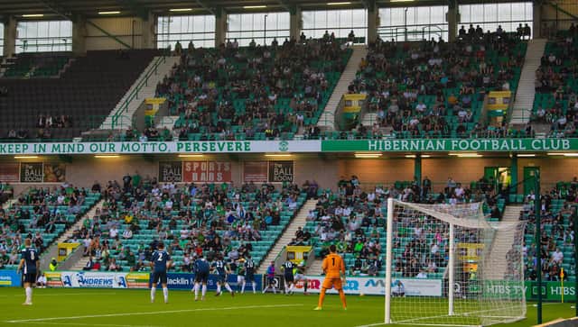 4,700 fans were in attendance for the match with Santa Coloma at Easter Road last Thursday. Picture: SNS