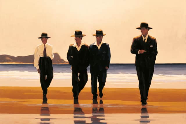 The Billy Boys, a previously unseen painting by Jack Vettriano which will feature in an exhibition at the Kirkcaldy Galleries in Fife.