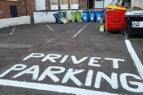 A BUNGLING workman has been left red-faced after painting out a large misspelled Private Parking sign.