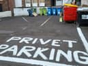 A BUNGLING workman has been left red-faced after painting out a large misspelled Private Parking sign.
