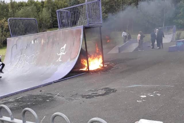 Residents took pictures of the fire-raising