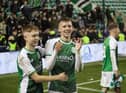 Ethan Laidlaw celebrates Hibs' UEFA Youth League win against Molde with Murray Aiken. Picture: Maurice Dougan