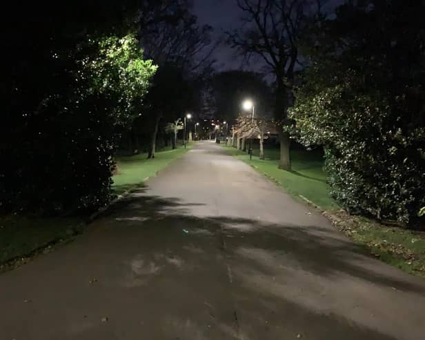 Some areas of Inverleith Park are well lit whereas some are without any lighting at all.