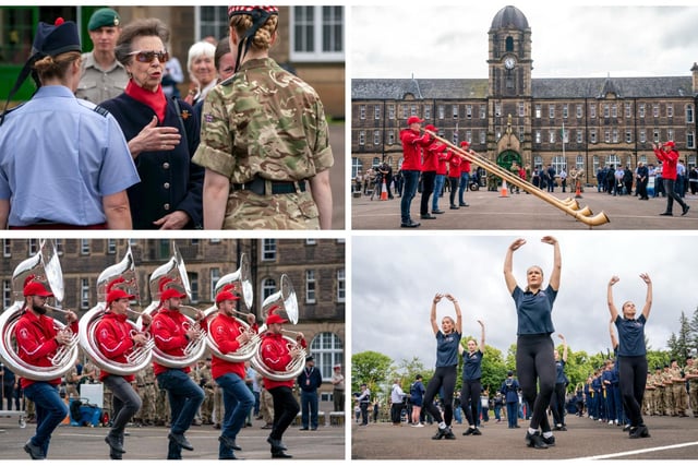 The Princess Royal watched international teams perform their displays of military drill, music and dancing at Redford Barracks in Edinburgh on Thursday. Photos: Jane Barlow/PA Wire