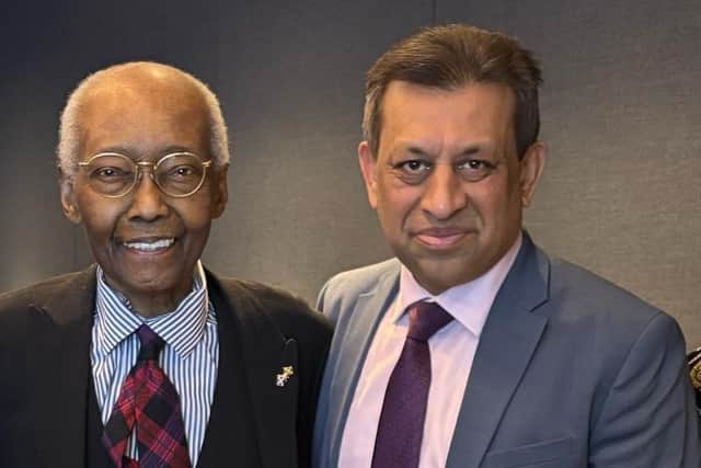 Foysol Choudhury with Sir Geoff Palmer, pioneering scientist, educator and tireless advocate for equality