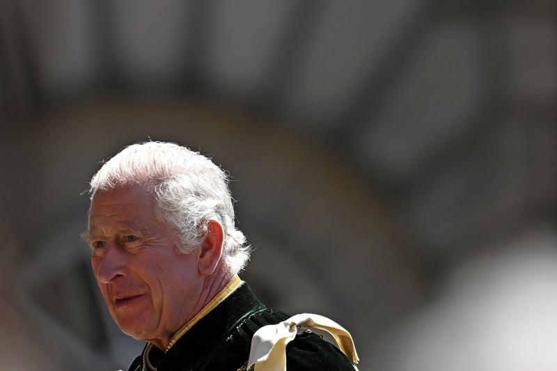 King Charles III arrives at St Giles' Cathedral for the National Service of Thanksgiving and Dedication where he was presented with the Honours of Scotland.
