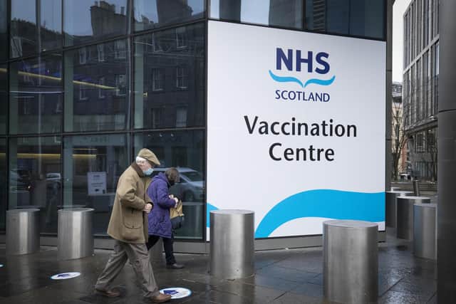 The main entrance to the coronavirus mass vaccine centre at the Edinburgh International Conference Centre. Picture date: Monday February 1, 2021.