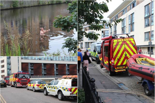 Emergency services and rescue teams were called to the Water of Leith this afternoon following reports of a man in the water. Pic: Tony Stamp/Edinburgh Crime and Breaking Incidents Facebook Group
