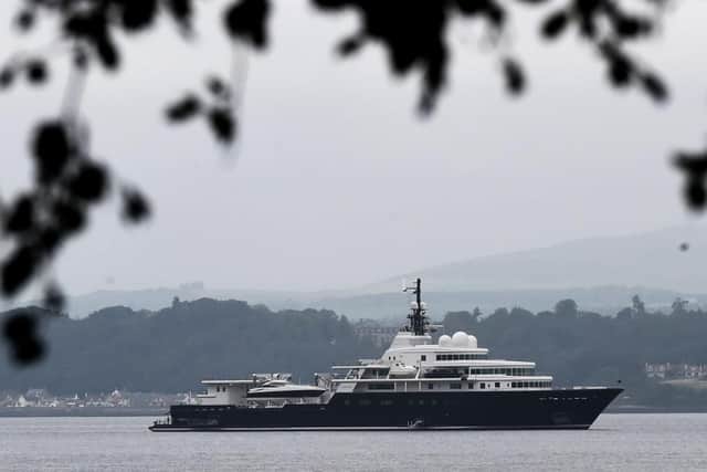 Le Grand Bleu yacht was photographed in the Firth of Forth on Wednesday afternoon. Pic: Lisa Ferguson