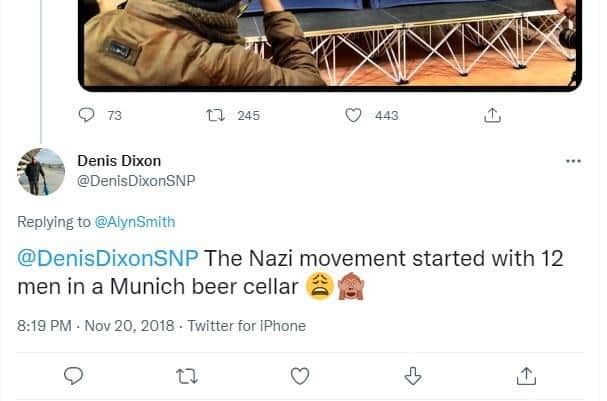 The post from SNP candidate and incumbent councillor, Denis Dixon.