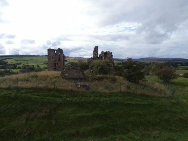 The ruined castle is said to be inhabited by the spectre of John Wilson, who was wrongly imprisoned and hanged there in the 16th century. It is claimed by locals that his groans and rattling chains can still be heard.