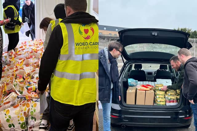 On Wednesday, April 5, World Care Foundation collaborated with State Street Bank & Trust Co Edinburgh and Global Foods Edinburgh to provide food bags and vouchers to distribute to 43 Syrian refugee families.