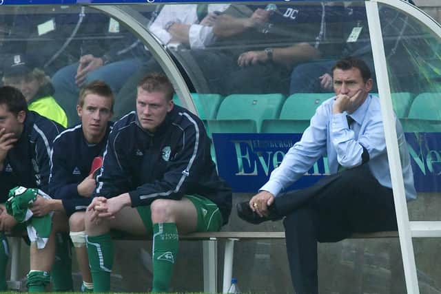 Kevin Nicol (left), Garry O'Connor, and Tony Mowbray look on as Kilmarnock record a 1-0 win on the opning day of the 2004/05 season