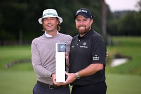 Shane Lowry and his coach, Edinburgh man Neil Manchip, celebrate the Irishman winning the BMW PGA Championship at Wentworth on Sunday. Picture: Ross Kinnaird/Getty Images.