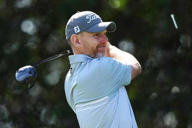 Stephen Gallacher tees off on the fifth hole in the opening round of the Abu Dhabi HSBC Championship at Abu Dhabi Golf Club. Picture: Warren Little/Getty Images.