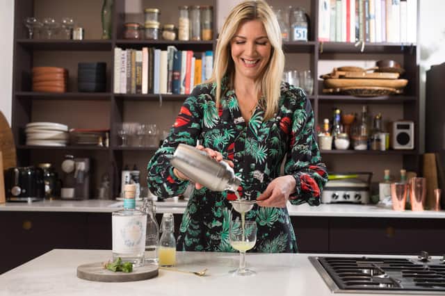 Don't tell Hayley but this gin and tonic being prepared by actress and chef Lisa Faulkner is non-alcoholic (Picture: David Parry/PA)