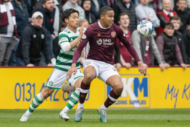 Toby Sibbick in action during Hearts' defeat to Celtic last weekend. Picture: SNS