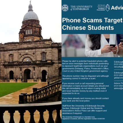 The University has warned of the phone scam targeting Chinese students