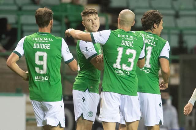 Kevin Nisbet takes the plaudits after putting Hibs 1-0 up