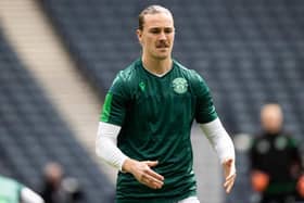 Hibs Jackson Irvine pre-match during the Scottish Cup final match between Hibernian and St Johnstone at Hampden Park, on May 22, 2021, in Glasgow, Scotland. (Photo by Alan Harvey / SNS Group)