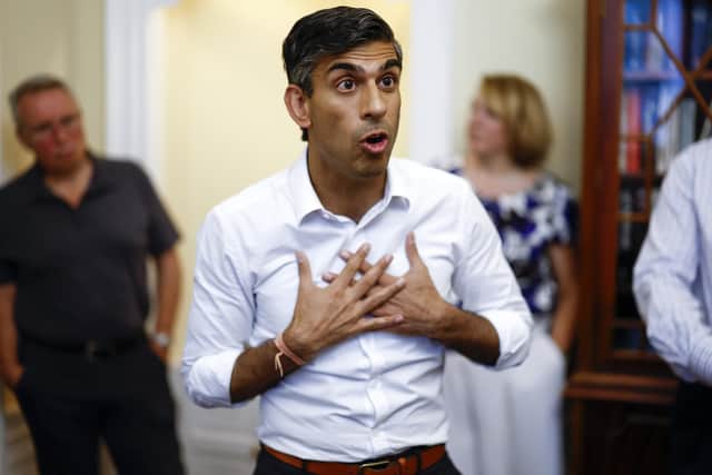Conservative leadership hopeful Rishi Sunak visits Scotland for the first time during the Conservative Party leadership campaign on August 6. Photo by Jeff J Mitchell/Getty Images