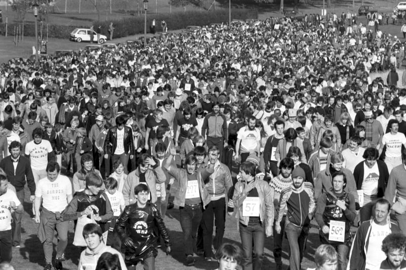 Hundreds of walkers took part in the Edinburgh Evening News Charity Walk of October 1981.