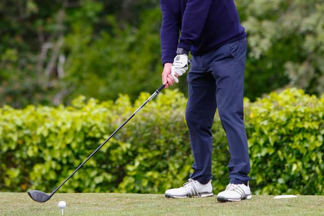 Innes Christie on the tee for Heriot's. Picture: Scott Louden
