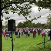 Alex Cole-Hamilton addressed the open-air public meeting at Gyle Park