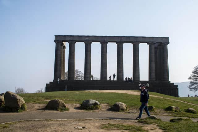 There were visitors on Calton Hill too.
