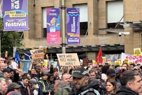 Thousands of anti-racist campaigners, trade unionists, faith groups, community organisations and local residents came together in Glasgow on Saturday. Picture: PA