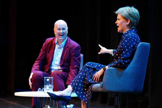 First Minister Nicola Sturgeon and journalist Iain Dale at the Edinburgh Fringe. Picture: Jane Barlow/PA Wire