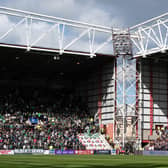 Hearts and Hibs fans during an Edinburgh derby inside Tynecastle Park. Picture: SNS