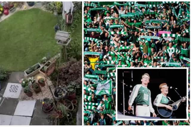 Edinburgh comedian Jo Caulfield captured video footage of Hibs fans singing Sunshine On Leith from her back garden – and she says it was “loud”.