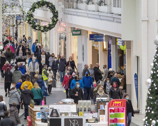 Christmas shoppers flock to The Centre in Livingston, West Lothian before it enters Lockdown Level 4 on Friday, closing all non essential shops until December 11th. Nov 18 2020