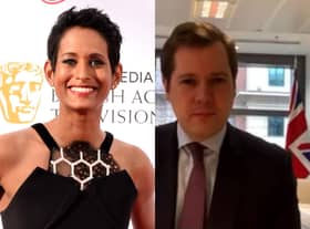 Naga Munchetty and co-host Charlie Stayt commented on the Union flag which appeared behind Robert Jenrick (Getty Images/BBC)