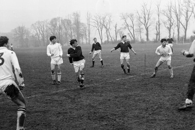 Hearts play a friendly against Hamilton in Muirhouse in January 1963.