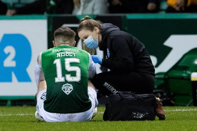 Hibs' Kevin Nisbet is currently out with an ACL injury. (Photo by Ross Parker / SNS Group)