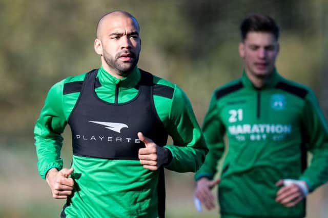 Liam Fontaine training with Hibs in Portugal