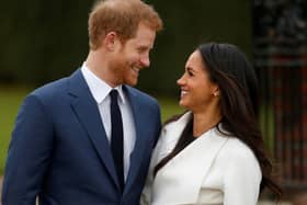 Happier times: Harry and Meghan before they gave up their royal duties and moved to the US.