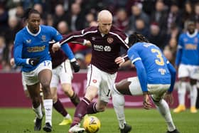Liam Boyce in action against Rangers in December when the Ibrox side won 2-0 at Tynecastle. Picture: SNS