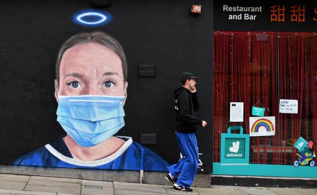 NHS staff should be treated with the respect displayed by graffiti artist @akse_p19 in this piece in Manchester last year  (Picture: Paul Ellis/AFP via Getty Images)