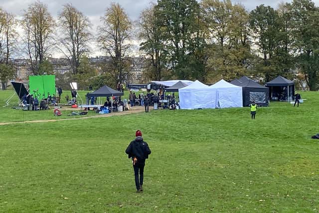 Filming in Inverleith park.