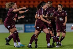 Centre back Carly Girasoli scored in back-to-back games for Hearts. Image Credit: Colin Poultney/SWPL