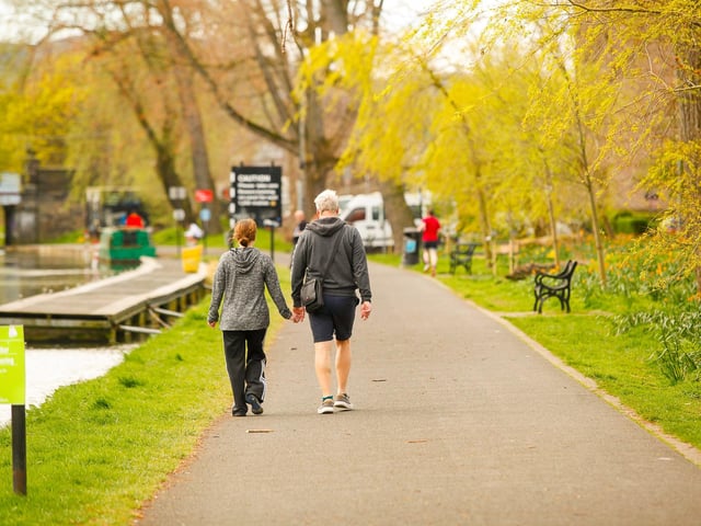 A few people ventured out to exercise on the Union Canal.