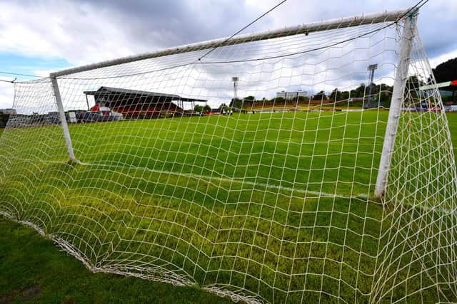 Cliftonhill, where Hearts loanee Harry Stone has been keeping goal for Albion Rovers.